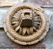 Load image into Gallery viewer, History MAYAN AZTEC Ouroborus w/ F Feathered Serpent 6" Sculptural wall relief plaque 6" www.Neo-Mfg.com