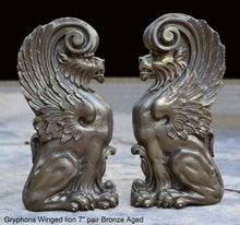 Load image into Gallery viewer, Griffin gryphons Winged lion wall Sculpture plaque set pair 7.75" ea www.Neo-Mfg.com Home decor mystical b13