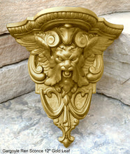 Load image into Gallery viewer, Gargoyle Satyr wall Shelf corbel Grotesque goblin sculpture www.NEO-MFG.com 12" winged greenman leaf face