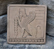 Load image into Gallery viewer, Assyrian Persian Winged Sphinx from the Palace of Darius Sculpture reproduction art 8" www.Neo-Mfg.com Museum Reproduction g26