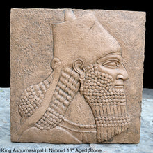 Load image into Gallery viewer, King Ashurnasirpal II Nimrud bust cameo Fragment Sculptural wall relief plaque www.Neo-Mfg.com 13"