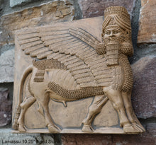 Load image into Gallery viewer, Historical Assyrian Lamassu winged Bull wall Sculpture www.Neo-Mfg.com 10" Mesopotamia d17