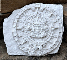Load image into Gallery viewer, History MAYAN AZTEC CALENDAR on Stone Sculptural wall relief plaque 18" Museum Quality Neo-Mfg