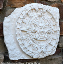 Load image into Gallery viewer, History MAYAN AZTEC CALENDAR on Stone Sculptural wall relief plaque 18" Museum Quality Neo-Mfg