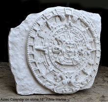 Load image into Gallery viewer, History MAYAN AZTEC CALENDAR on Stone Sculptural wall relief plaque 18" Museum Quality Neo-Mfg