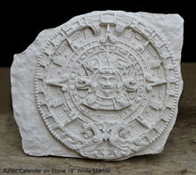 Load image into Gallery viewer, History MAYAN AZTEC CALENDAR on Stone Sculptural wall relief plaque 18" Museum Quality Neo-Mfg