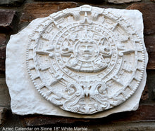 Load image into Gallery viewer, History MAYAN AZTEC CALENDAR on Stone Sculptural wall relief plaque 18" Museum Quality Neo-Mfg