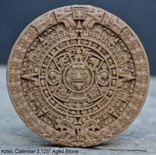 Load image into Gallery viewer, History MAYAN AZTEC CALENDAR Sculptural wall relief plaque 3.125" mini www.Neo-Mfg.com
