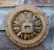 Load image into Gallery viewer, History MAYAN AZTEC Ouroborus w/ F Feathered Serpent 6" Sculptural wall relief plaque 6" www.Neo-Mfg.com