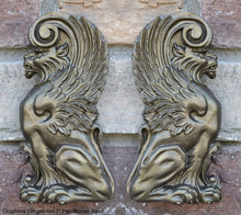 Load image into Gallery viewer, Griffin gryphons Winged lion wall Sculpture plaque set pair 7.75" ea www.Neo-Mfg.com Home decor mystical b13