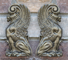 Load image into Gallery viewer, Griffin gryphons Winged lion wall Sculpture plaque set pair 7.75" ea www.Neo-Mfg.com Home decor mystical b13