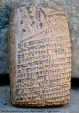 Load image into Gallery viewer, Sumerian Cuneiform tablet Eshnunna Mathematical Sculptural reproduction plaque www.Neo-Mfg.com 5" Museum reproduction C1