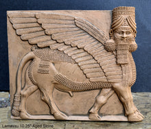 Load image into Gallery viewer, Historical Assyrian Lamassu winged Bull wall Sculpture www.Neo-Mfg.com 10" Mesopotamia d17