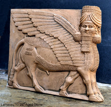 Load image into Gallery viewer, Historical Assyrian Lamassu winged Bull wall Sculpture www.Neo-Mfg.com 10" Mesopotamia d17