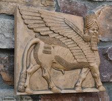 Load image into Gallery viewer, Historical Assyrian Lamassu winged Bull wall Sculpture www.Neo-Mfg.com 10" Mesopotamia d17