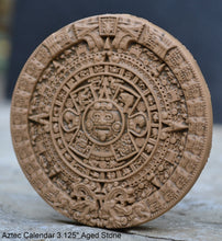 Load image into Gallery viewer, History MAYAN AZTEC CALENDAR Sculptural wall relief plaque 3.125" mini www.Neo-Mfg.com