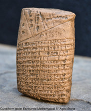 Load image into Gallery viewer, Sumerian Cuneiform tablet Eshnunna Mathematical Sculptural reproduction plaque www.Neo-Mfg.com 5" Museum reproduction C1