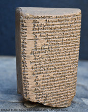 Load image into Gallery viewer, Sumerian Cuneiform tablet ENUMA ELISH Sippar Epic creation story sculptural www.Neo-Mfg.com 3.5" Museum reproduction C6