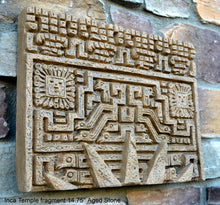 Load image into Gallery viewer, Peru Inca Mesoamerican Sun temple fragment carving Sculptural wall relief plaque 14.75" www.Neo-Mfg.com