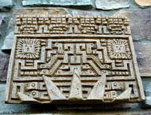 Load image into Gallery viewer, Peru Inca Mesoamerican Sun temple fragment carving Sculptural wall relief plaque 14.75" www.Neo-Mfg.com