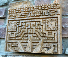 Load image into Gallery viewer, Peru Inca Mesoamerican Sun temple fragment carving Sculptural wall relief plaque 14.75" www.Neo-Mfg.com