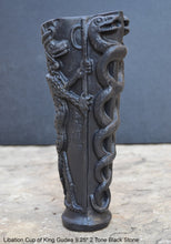 Load image into Gallery viewer, Sumerian Libation Cup of King Gudea Caduceus votive chalice statue Sculpture 9.25" www.Neo-Mfg.com museum reproduction