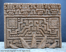 Load image into Gallery viewer, Peru Inca Mesoamerican Sun temple fragment carving Sculptural wall relief plaque 14.75" www.Neo-Mfg.com