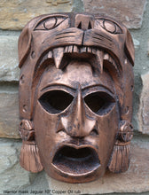 Load image into Gallery viewer, History Aztec Maya Artifact Warrior mask Jaguar Sculpture Statue 10" Tall www.Neo-Mfg.com
