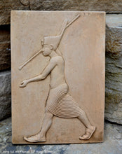 Load image into Gallery viewer, History Egyptian Kinf Tut Tutankhamun with spear plaque Tomb Tut Artifact Sculpture Statue 10" www.Neo-Mfg.com Museum Replica d27