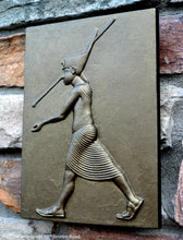 Load image into Gallery viewer, History Egyptian Kinf Tut Tutankhamun with spear plaque Tomb Tut Artifact Sculpture Statue 10" www.Neo-Mfg.com Museum Replica d27