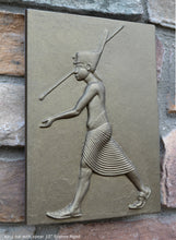 Load image into Gallery viewer, History Egyptian Kinf Tut Tutankhamun with spear plaque Tomb Tut Artifact Sculpture Statue 10" www.Neo-Mfg.com Museum Replica d27