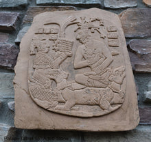 Load image into Gallery viewer, Aztec Mayan Mesoamerican Oval Palace tomb Palenque temple fragment carving Sculptural wall relief plaque 16.125" www.Neo-Mfg.com