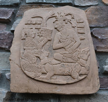 Load image into Gallery viewer, Aztec Mayan Mesoamerican Oval Palace tomb Palenque temple fragment carving Sculptural wall relief plaque 16.125" www.Neo-Mfg.com