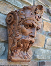 Load image into Gallery viewer, Bearded Man Wall Corbel Bracket carving Sculptural wall relief plaque 11.125" www.Neo-Mfg.com