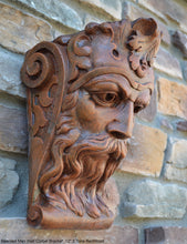 Load image into Gallery viewer, Bearded Man Wall Corbel Bracket carving Sculptural wall relief plaque 11.125" www.Neo-Mfg.com