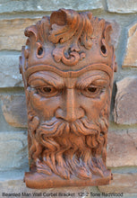 Load image into Gallery viewer, Bearded Man Wall Corbel Bracket carving Sculptural wall relief plaque 11.125" www.Neo-Mfg.com