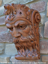Load image into Gallery viewer, Bearded Man Wall Corbel Bracket carving Sculptural wall relief plaque 11.125" www.Neo-Mfg.com