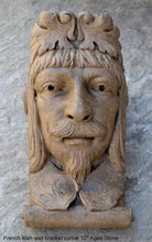 Load image into Gallery viewer, French Man Wall Corbel Bracket carving Sculptural wall relief plaque 11.125" www.Neo-Mfg.com Face Head