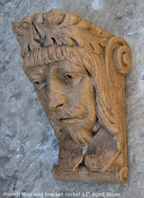 Load image into Gallery viewer, French Man Wall Corbel Bracket carving Sculptural wall relief plaque 11.125" www.Neo-Mfg.com Face Head