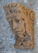 Load image into Gallery viewer, French Man Wall Corbel Bracket carving Sculptural wall relief plaque 11.125&quot; www.Neo-Mfg.com Face Head
