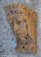 Load image into Gallery viewer, French Man Wall Corbel Bracket carving Sculptural wall relief plaque 11.125" www.Neo-Mfg.com Face Head