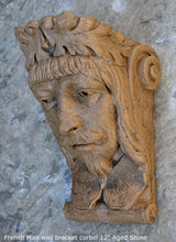 Load image into Gallery viewer, French Man Wall Corbel Bracket carving Sculptural wall relief plaque 11.125" www.Neo-Mfg.com Face Head