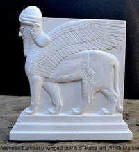 Load image into Gallery viewer, Historical Assyrian Lamassu Nimrud Palace guardians winged Bull Sculpture www.Neo-Mfg.com 8.5" Mesopotamia - Flat on back side - Face Left