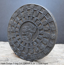Load image into Gallery viewer, History MAYAN AZTEC Haab Zodiac 3 ring CALENDAR Sculptural wall relief plaque 8.25" Museum Quality www.Neo-Mfg.com n13