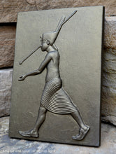 Load image into Gallery viewer, History Egyptian Kinf Tut Tutankhamun with spear plaque Tomb Tut Artifact Sculpture Statue 10" www.Neo-Mfg.com Museum Replica d27