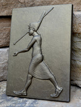 Load image into Gallery viewer, History Egyptian Kinf Tut Tutankhamun with spear plaque Tomb Tut Artifact Sculpture Statue 10" www.Neo-Mfg.com Museum Replica d27