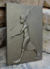 Load image into Gallery viewer, History Egyptian Kinf Tut Tutankhamun with spear plaque Tomb Tut Artifact Sculpture Statue 10" www.Neo-Mfg.com Museum Replica d27