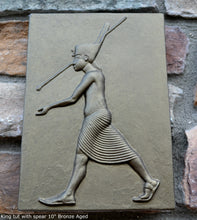 Load image into Gallery viewer, History Egyptian Kinf Tut Tutankhamun with spear plaque Tomb Tut Artifact Sculpture Statue 10" www.Neo-Mfg.com Museum Replica d27