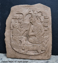 Load image into Gallery viewer, Aztec Mayan Mesoamerican Oval Palace tomb Palenque temple fragment carving Sculptural wall relief plaque 16.125" www.Neo-Mfg.com
