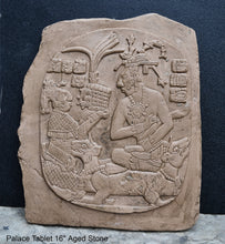 Load image into Gallery viewer, Aztec Mayan Mesoamerican Oval Palace tomb Palenque temple fragment carving Sculptural wall relief plaque 16.125" www.Neo-Mfg.com
